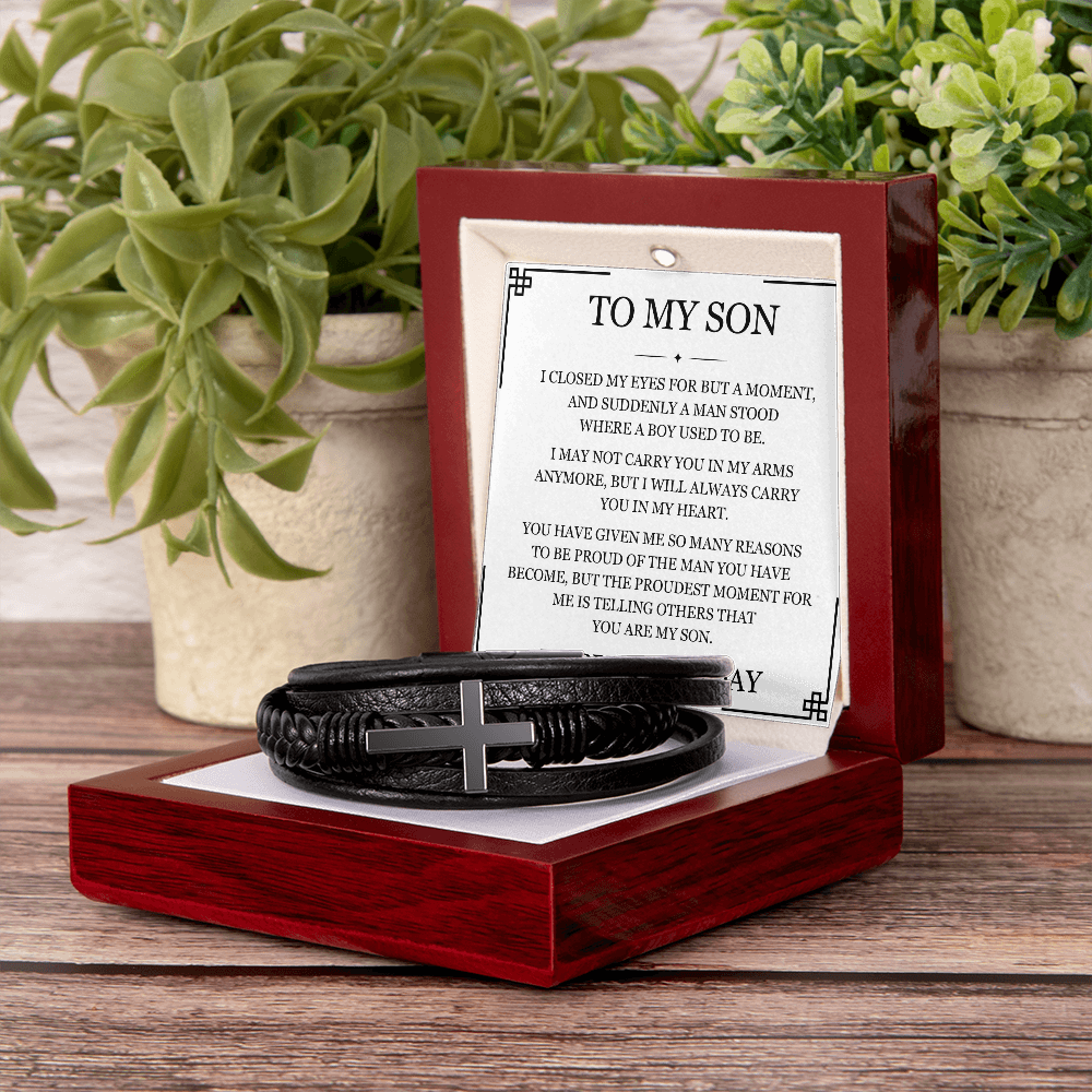 Men's Cross Bracelet - To My Son