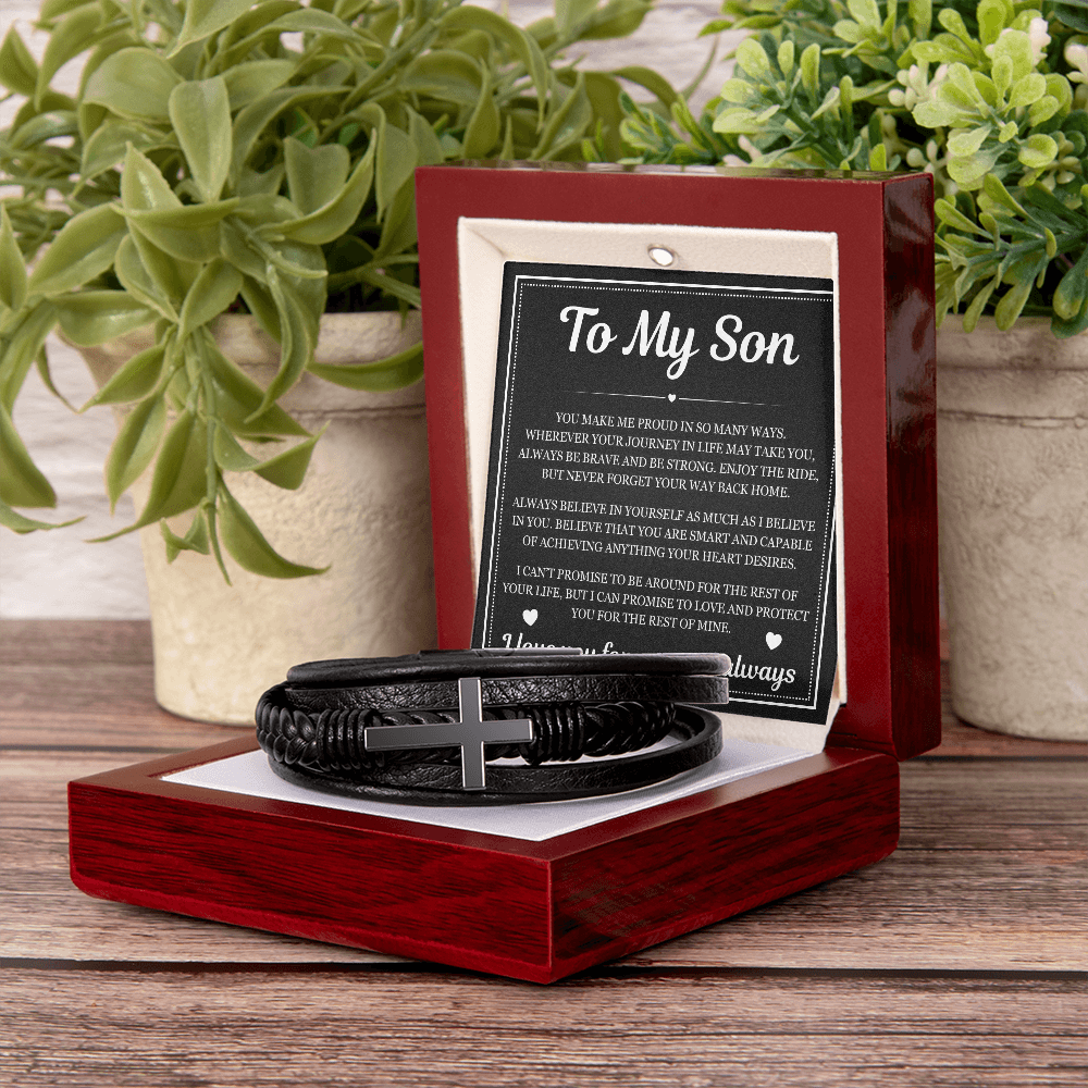 Men's Cross Bracelet - To My Son "You Make Me Proud"