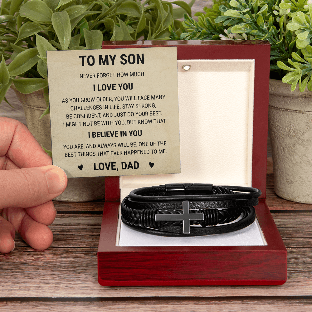Men's Cross Bracelet - To My Son