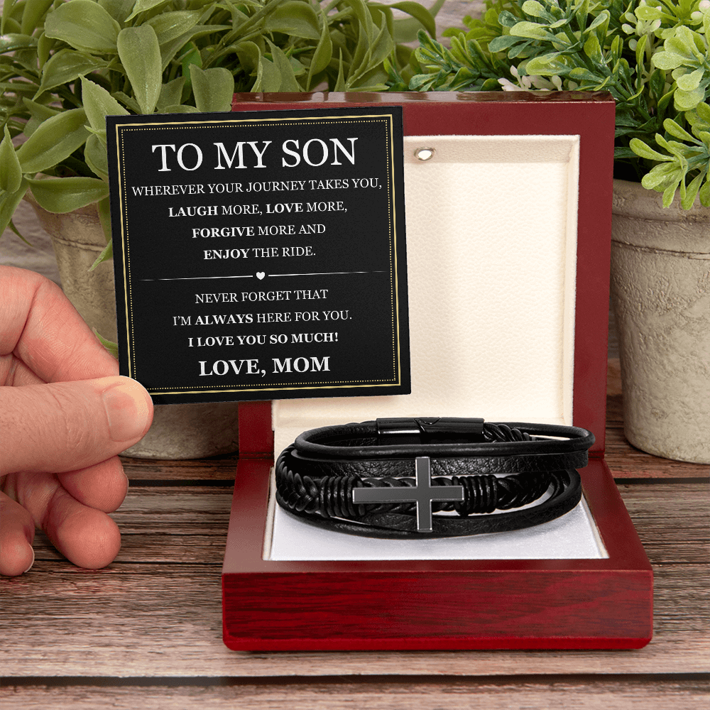 Men's Cross Bracelet - To My Son "Enjoy The Ride"