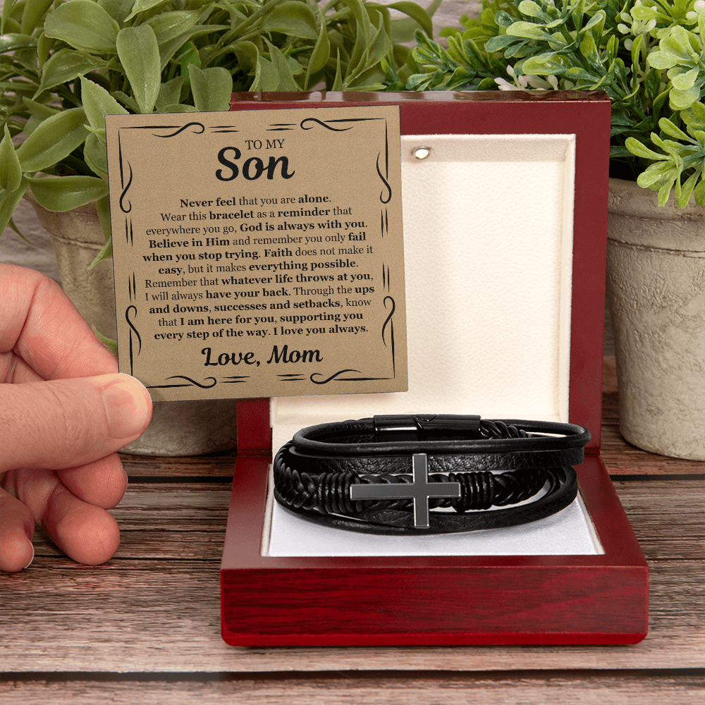 Cross Bracelet - To My Son "I Am Here For You"