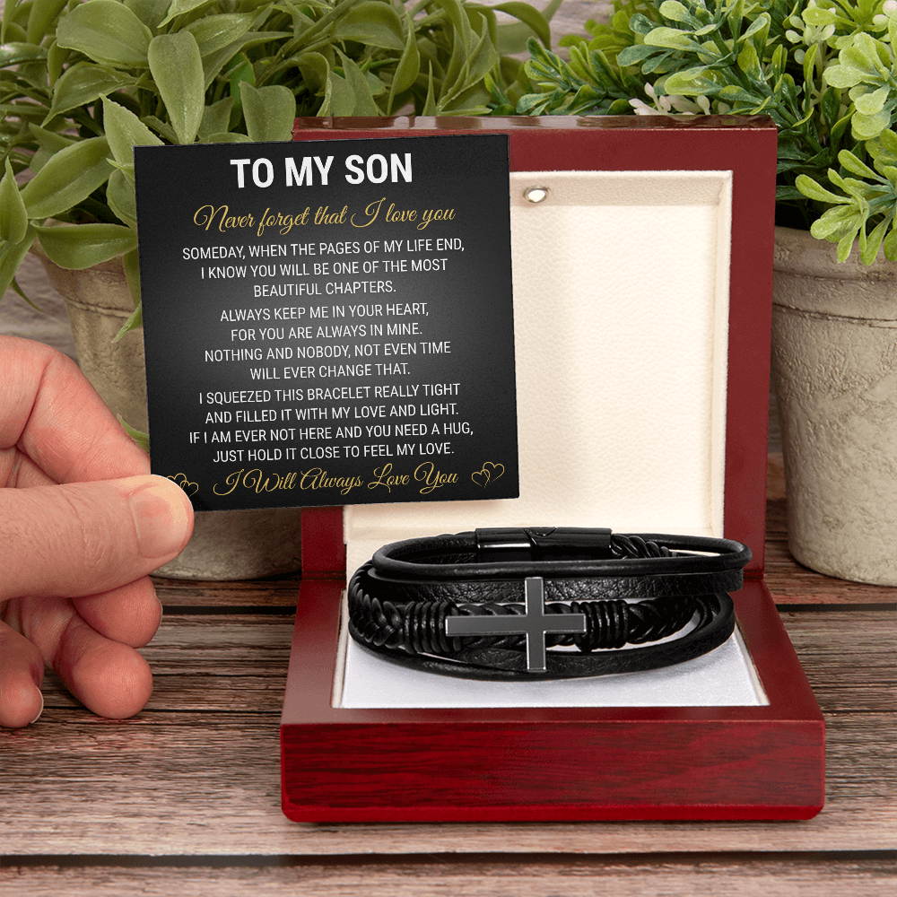 Men's Cross Bracelet - To My Son