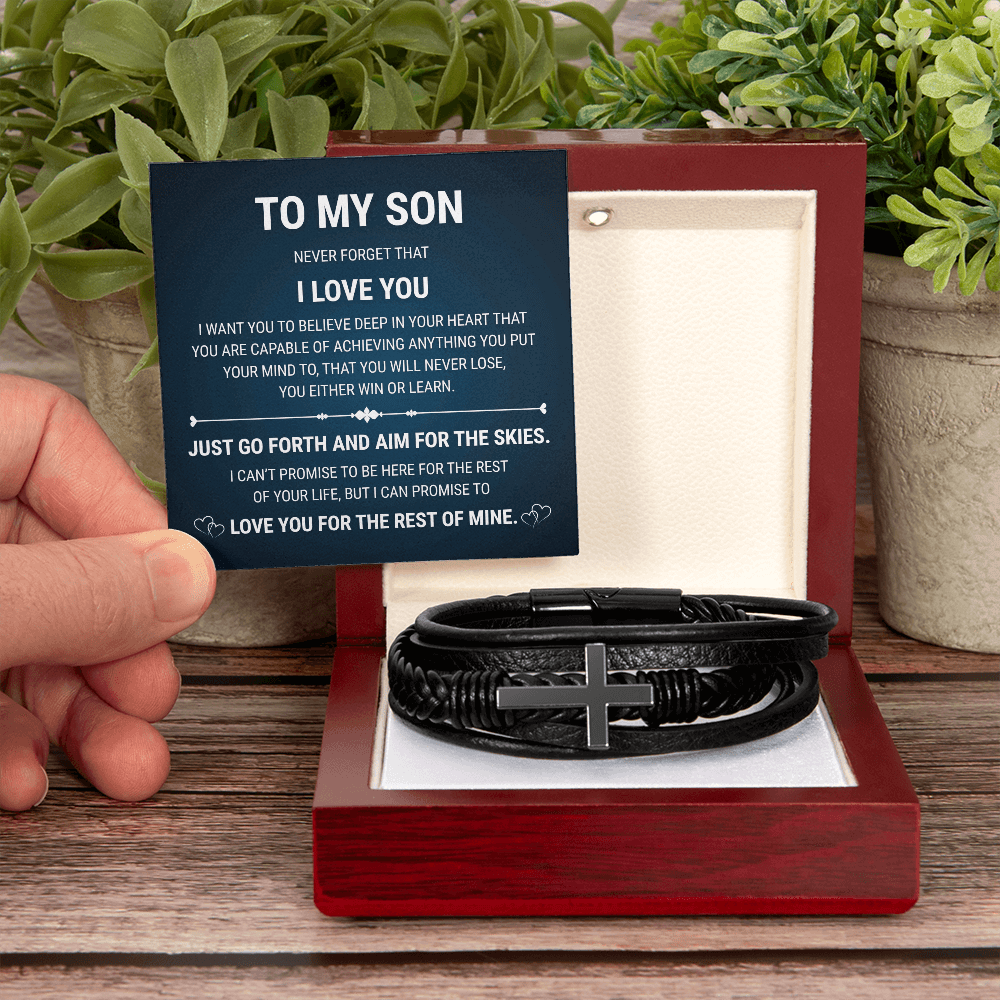 Men's Cross Bracelet - To My Son
