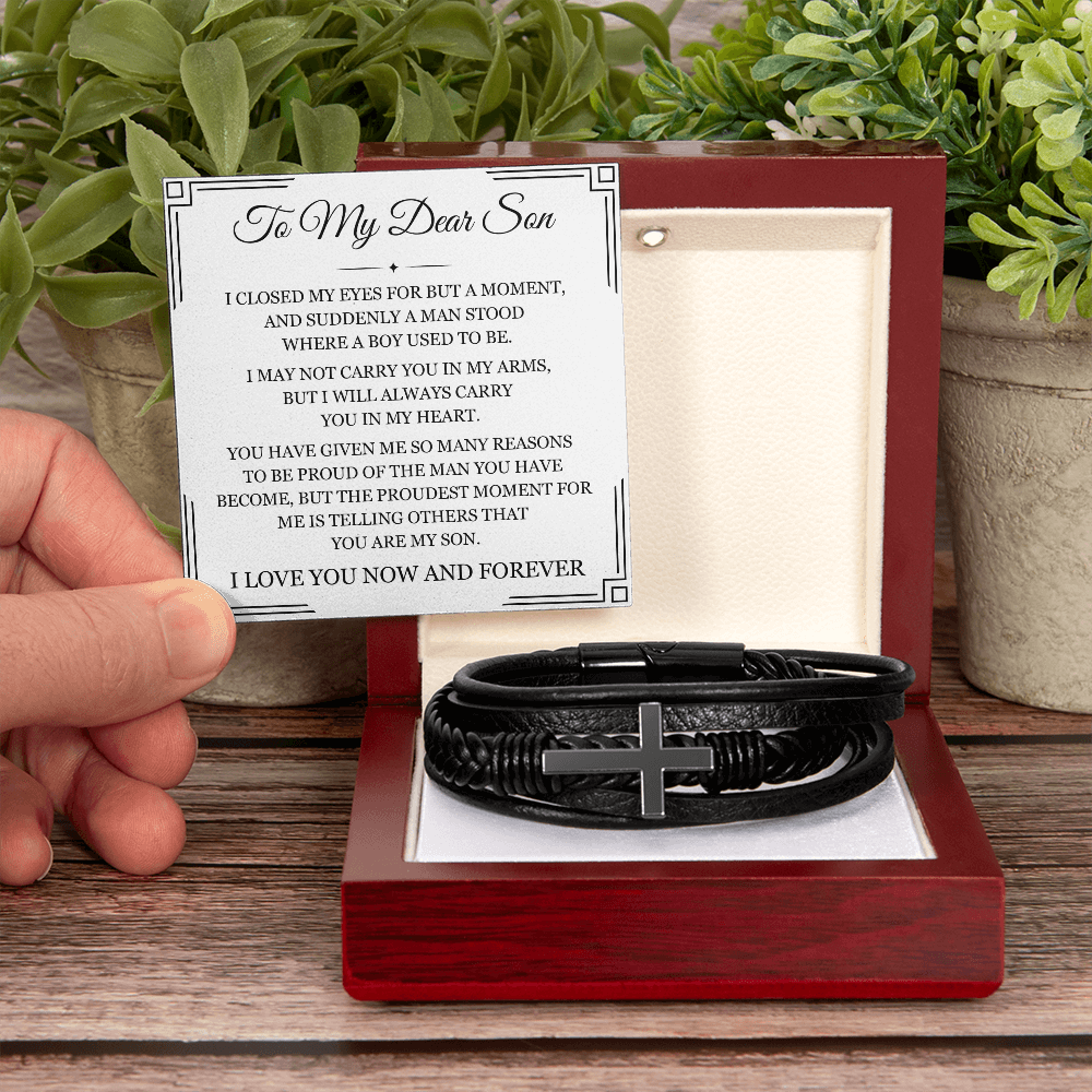 Men's Cross Bracelet - To My Dear Son