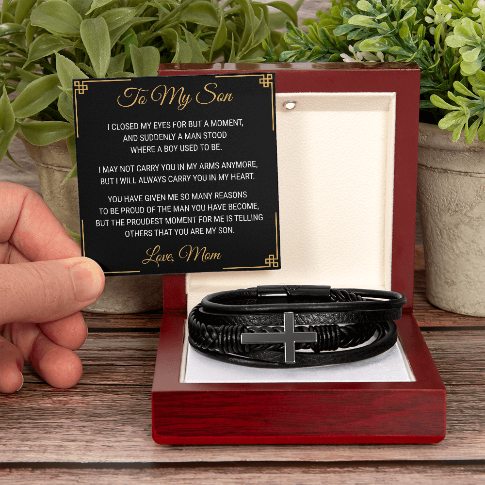 Men's Cross Bracelet - To My Son