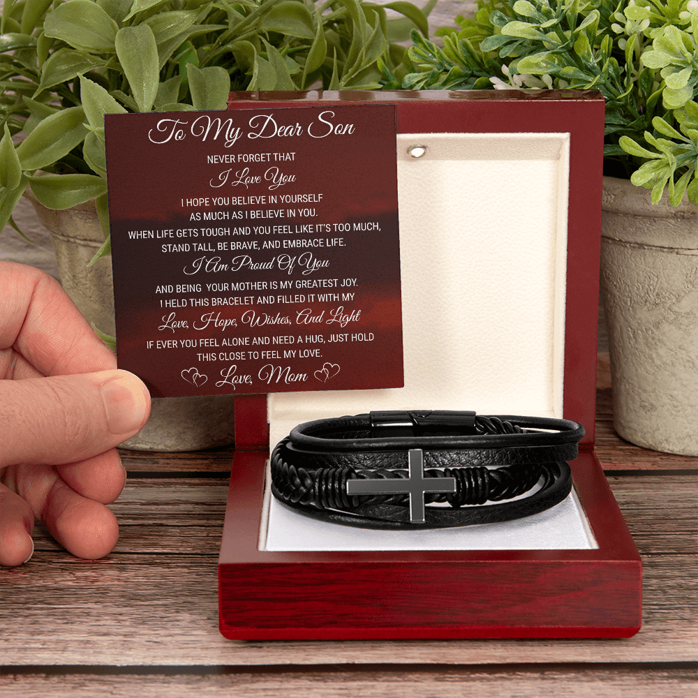 Men's Cross Bracelet - To My Dear Son
