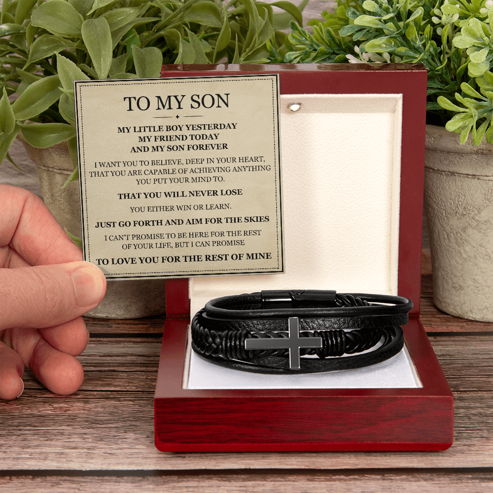 Men's Cross Bracelet - To My Son