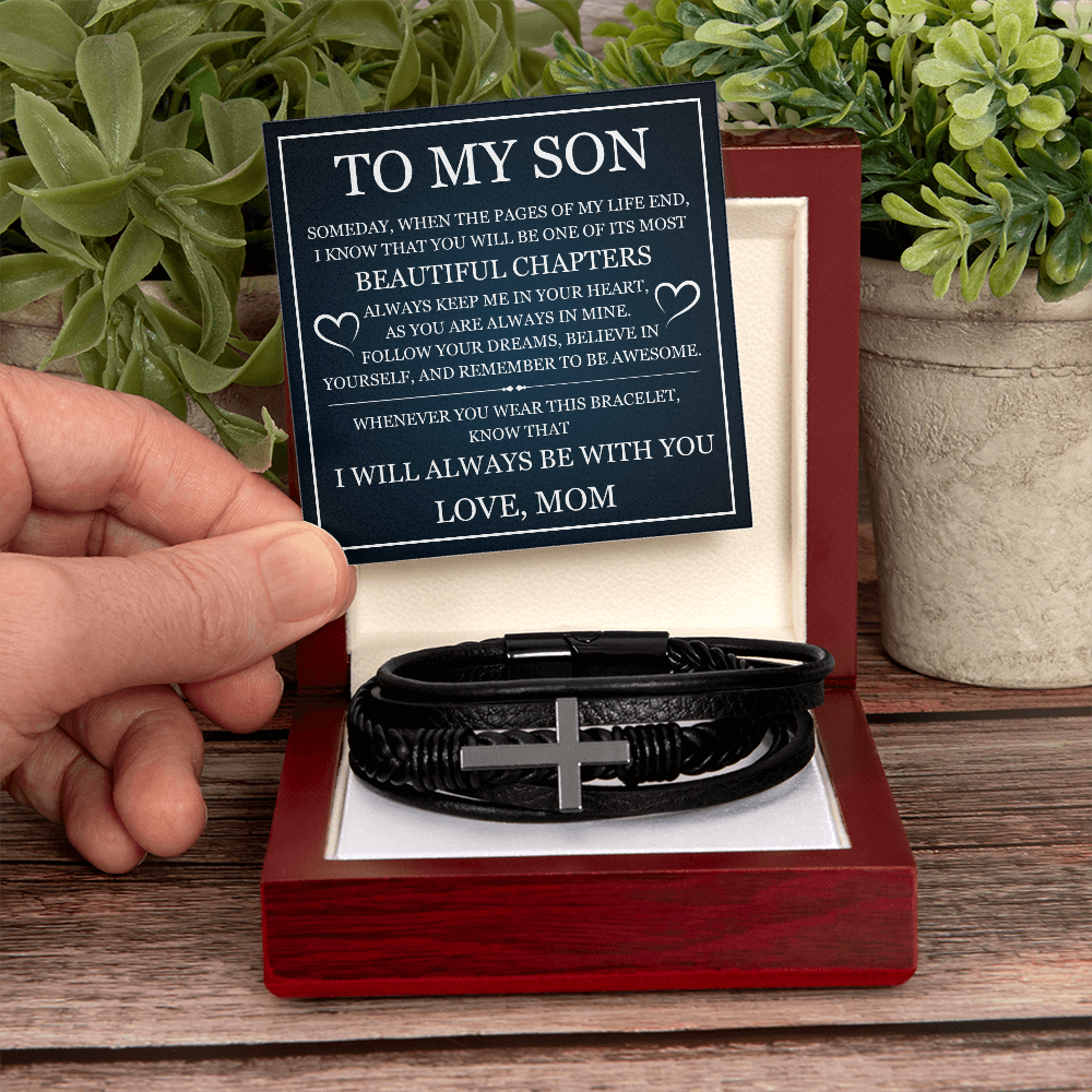 Men's Cross Bracelet - To My Son "I Will Always Be With You"