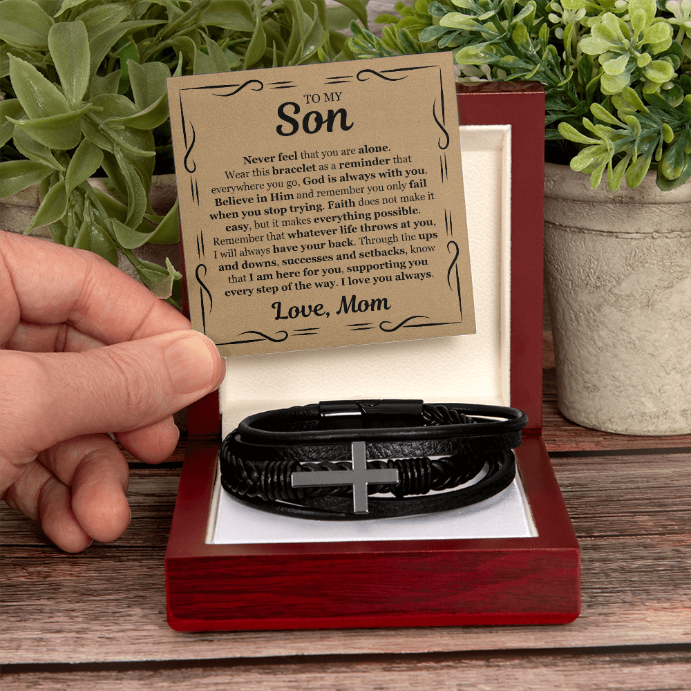 Cross Bracelet - To My Son "I Am Here For You"