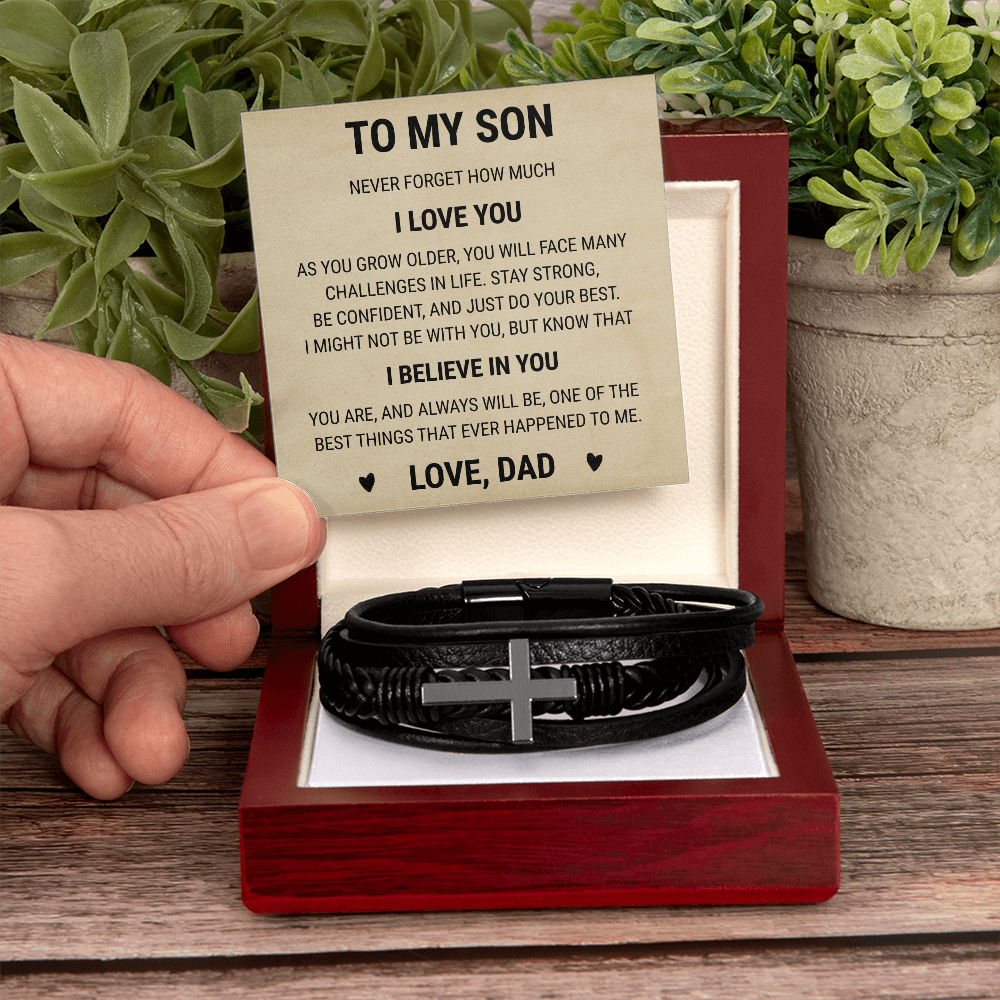 Men's Cross Bracelet - To My Son