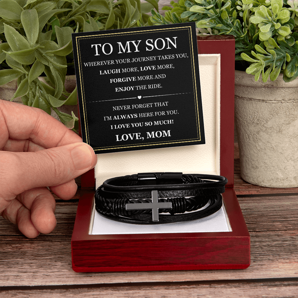 Men's Cross Bracelet - To My Son "Enjoy The Ride"