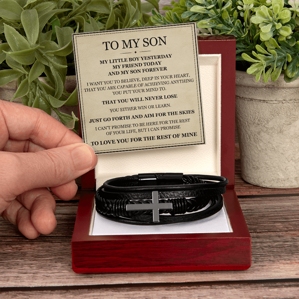 Men's Cross Bracelet - To My Son
