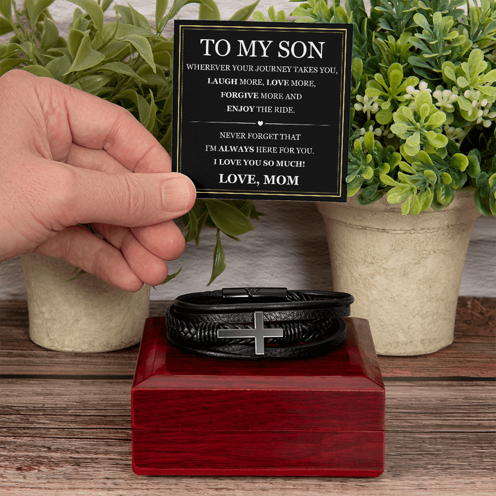 Men's Cross Bracelet - To My Son "Enjoy The Ride"