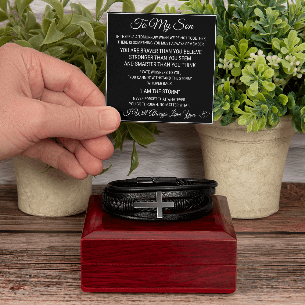 Men's Cross Bracelet - To My  Son