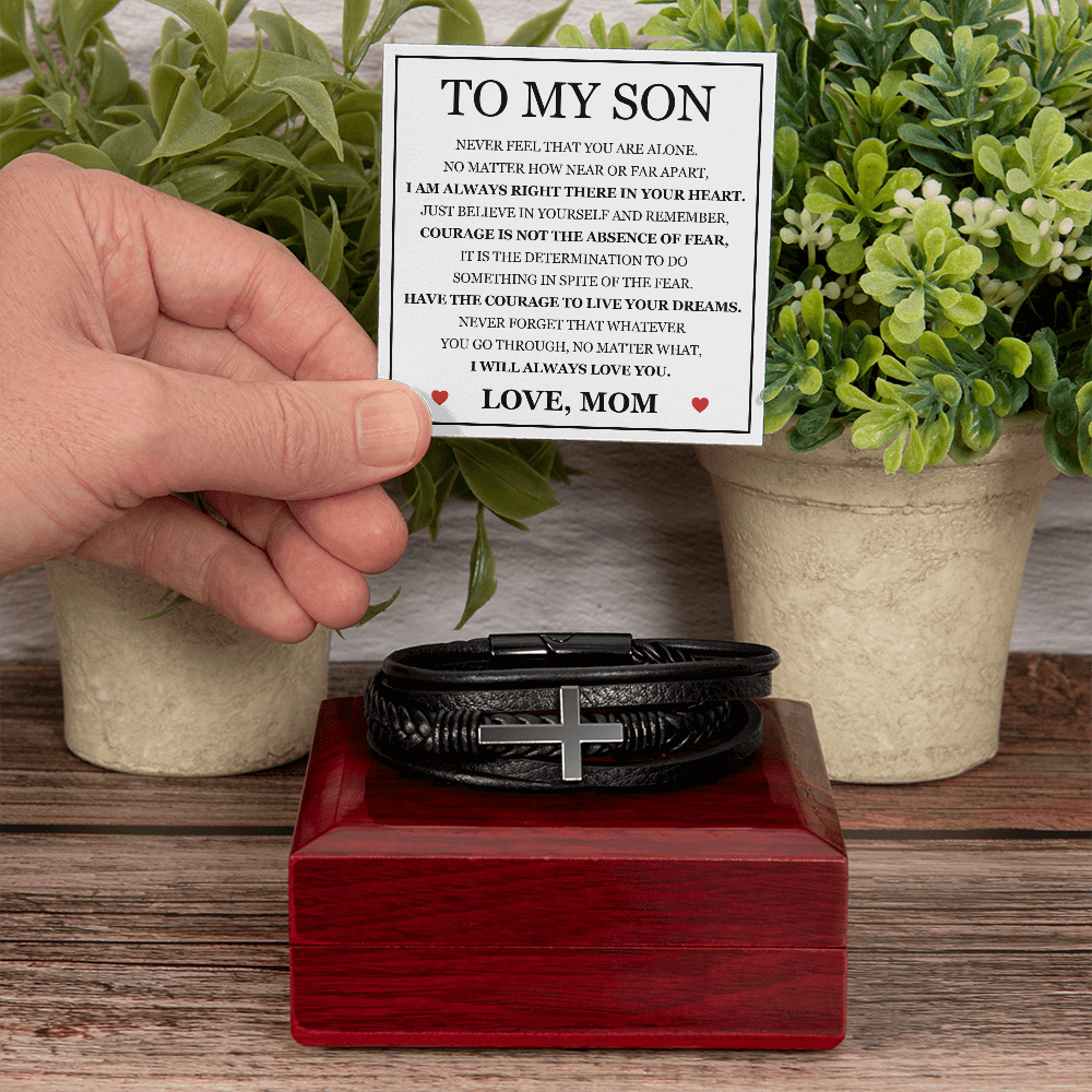 Men's Cross Bracelet - To My Son "I Will Always Love You"