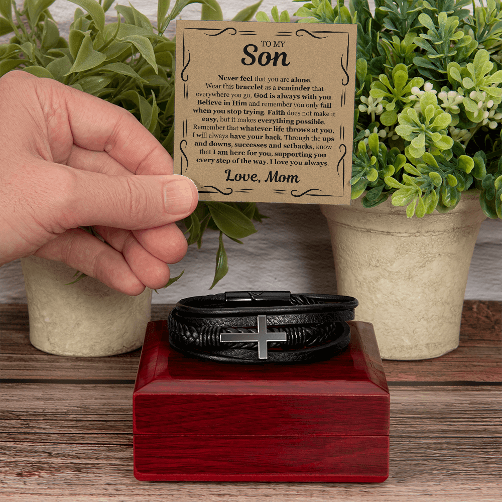 Cross Bracelet - To My Son "I Am Here For You"