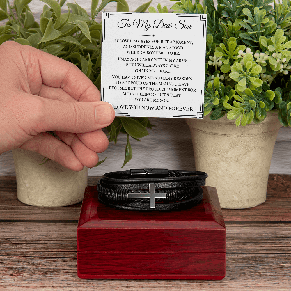 Men's Cross Bracelet - To My Dear Son