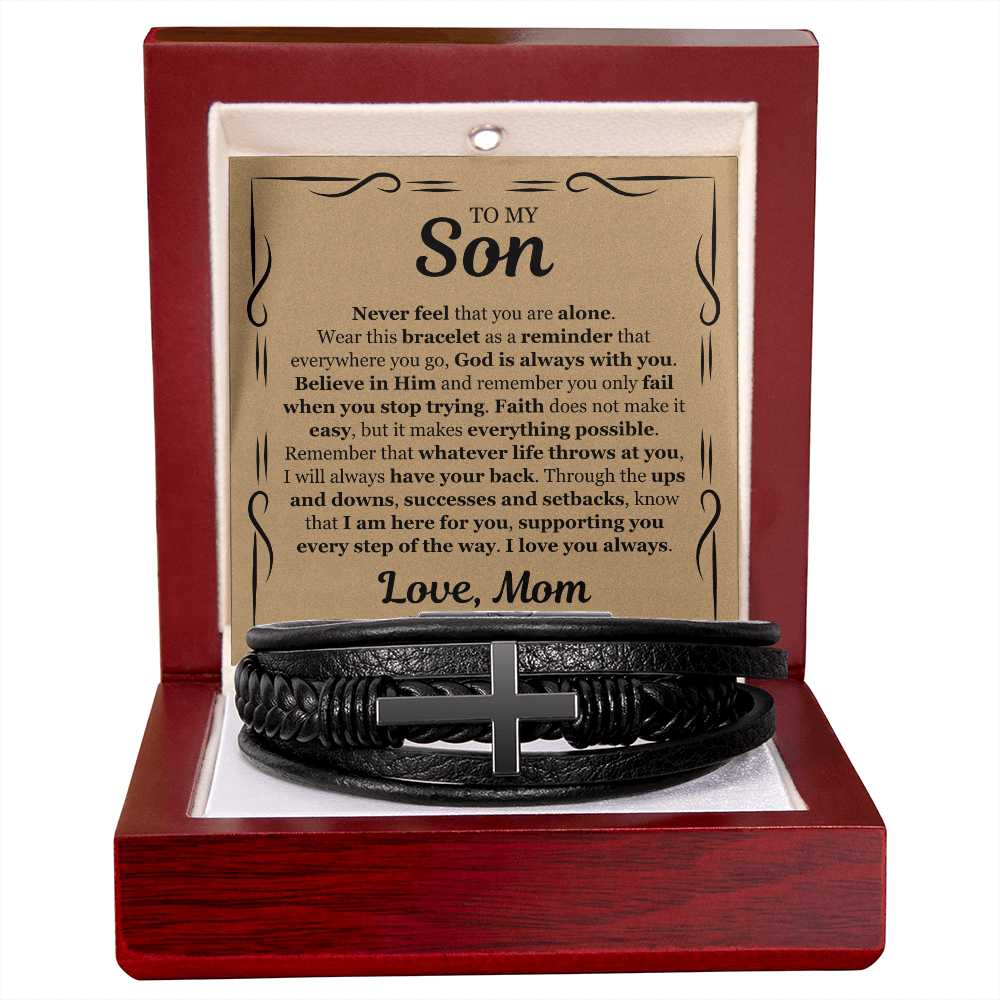 Cross Bracelet - To My Son "I Am Here For You"