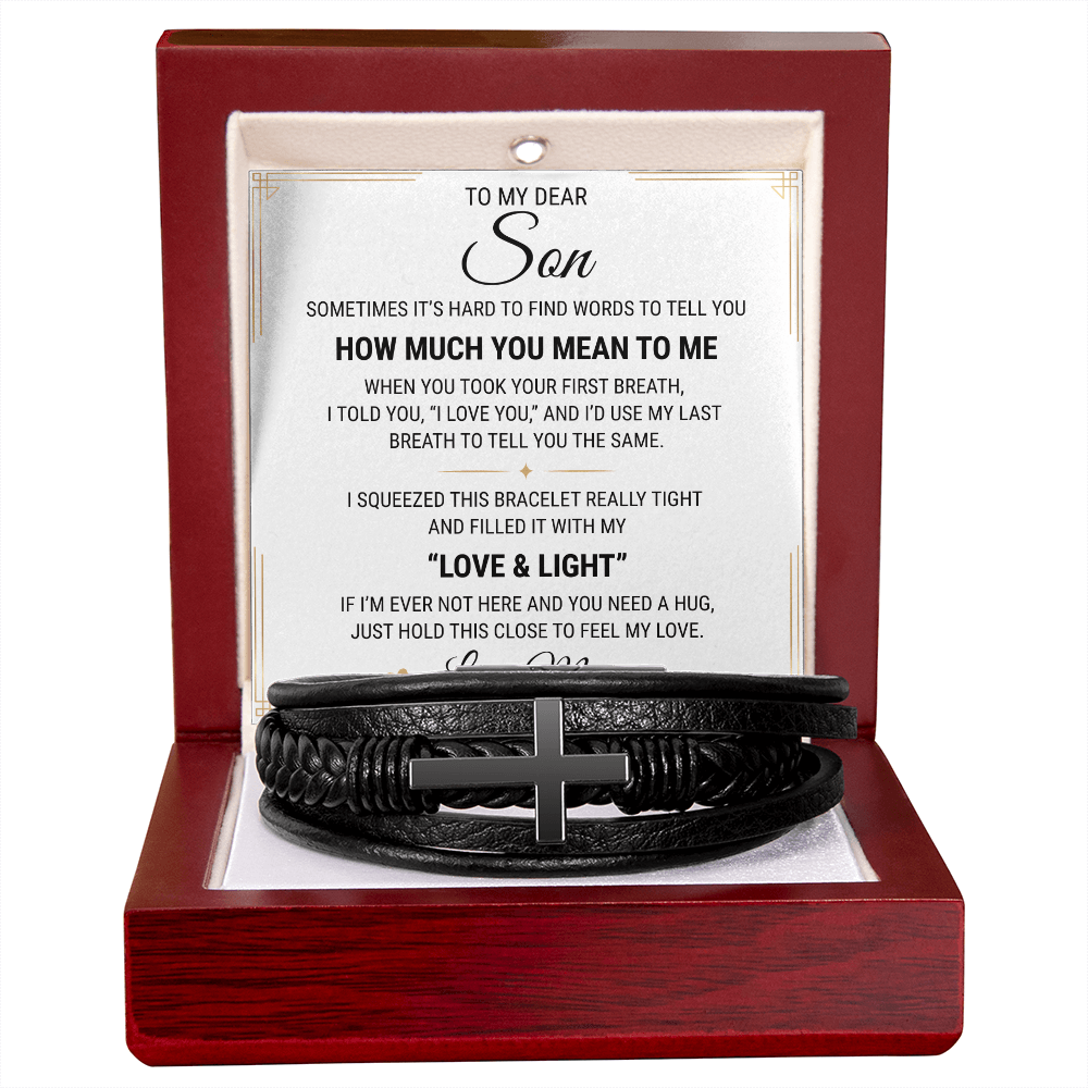 Men's Cross Bracelet - To My Dear Son