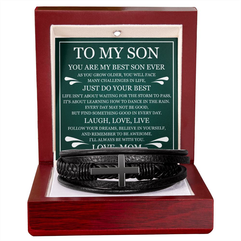 Men's Cross Bracelet - To My Son "Just Do Your Best"