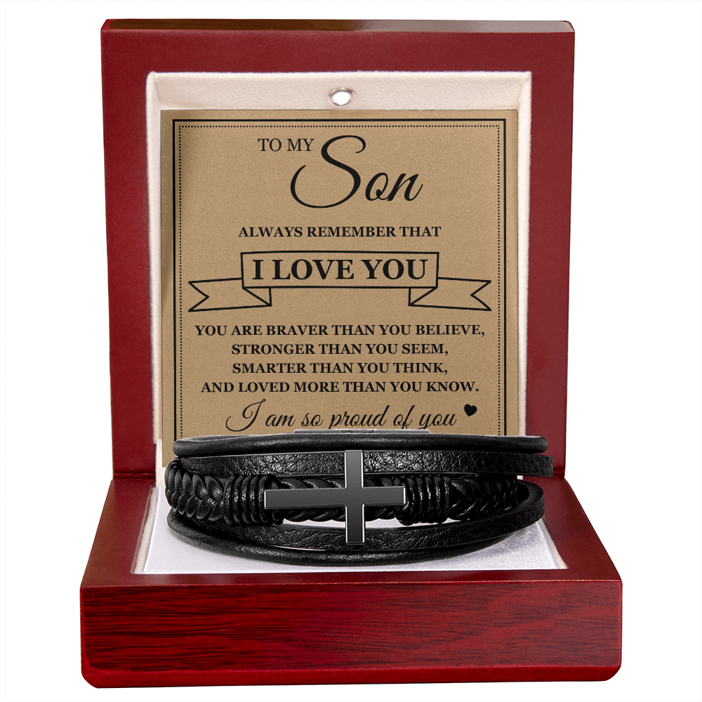 Men's Cross Bracelet - To My Son