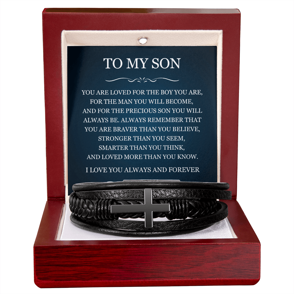 Men's Cross Bracelet - To My Son