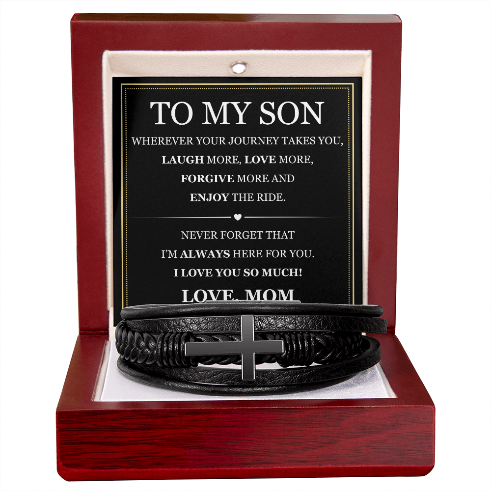Men's Cross Bracelet - To My Son "Enjoy The Ride"