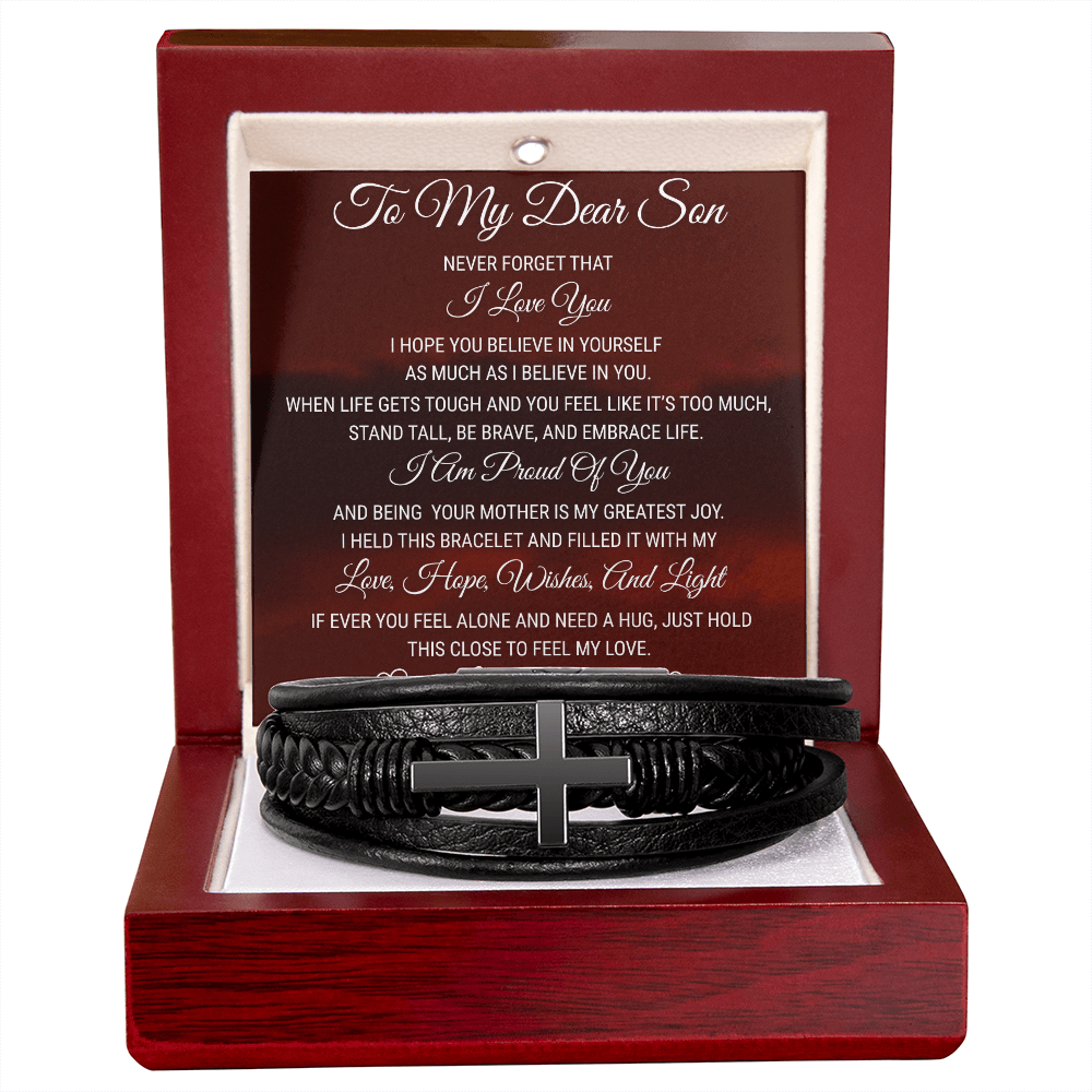 Men's Cross Bracelet - To My Dear Son