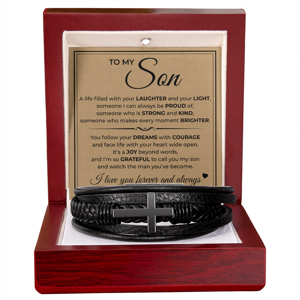 Men's Cross Bracelet - To My Son