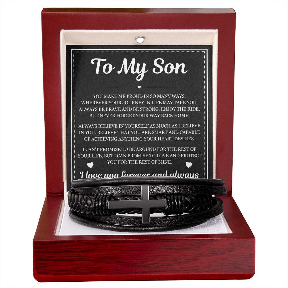 Men's Cross Bracelet - To My Son "You Make Me Proud"