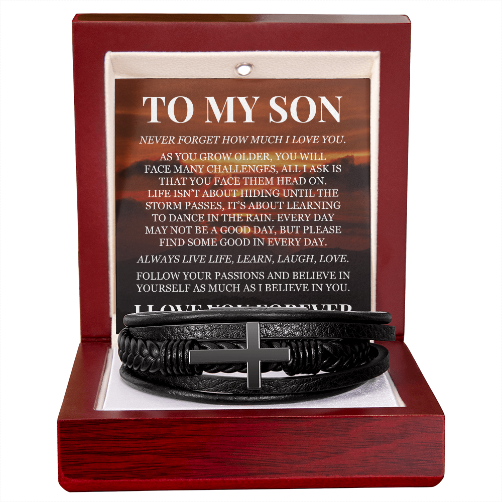Men's Cross Bracelet - To My Son "I Love You Forever"