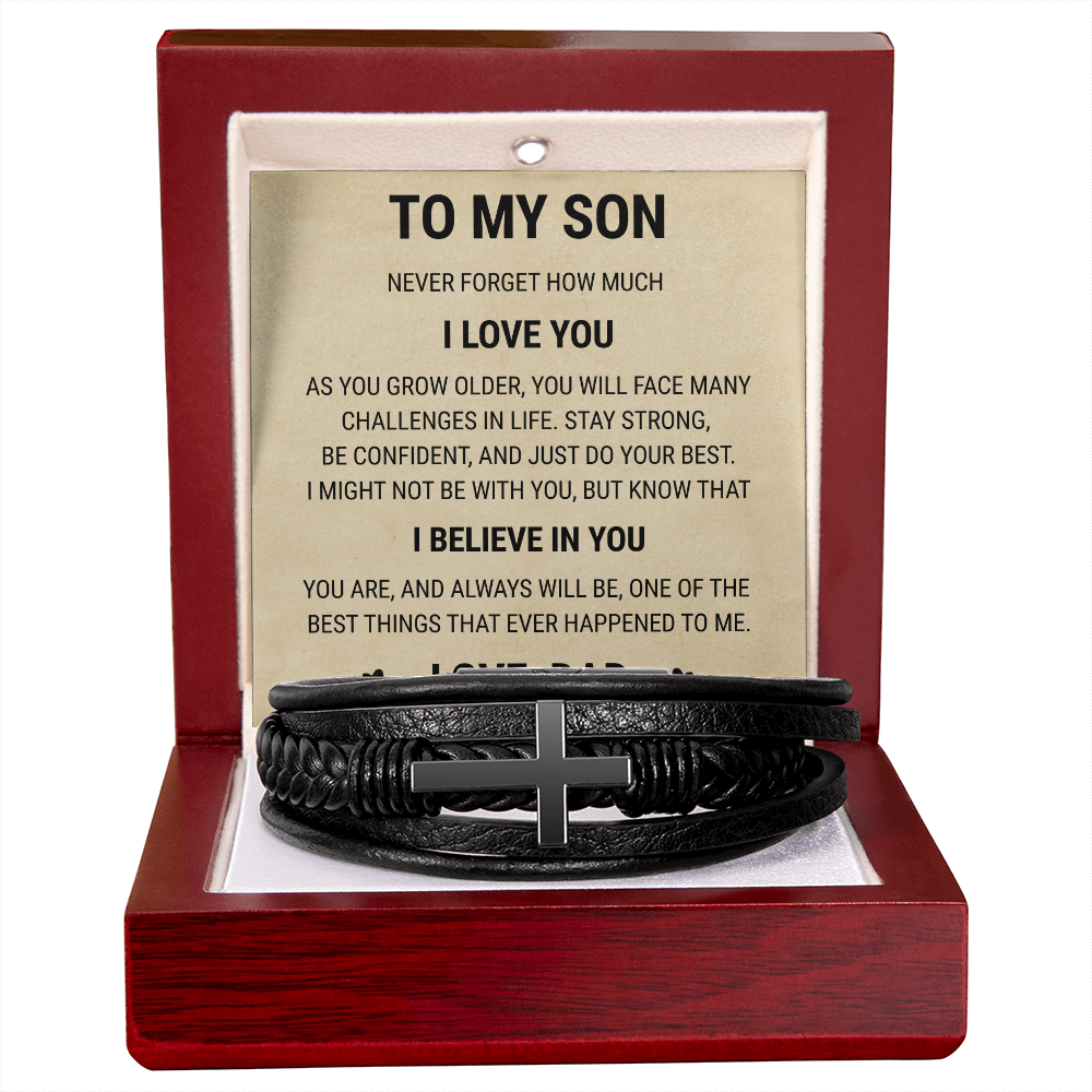 Men's Cross Bracelet - To My Son