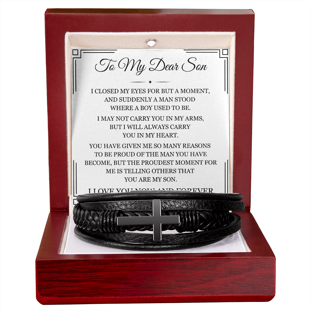 Men's Cross Bracelet - To My Dear Son