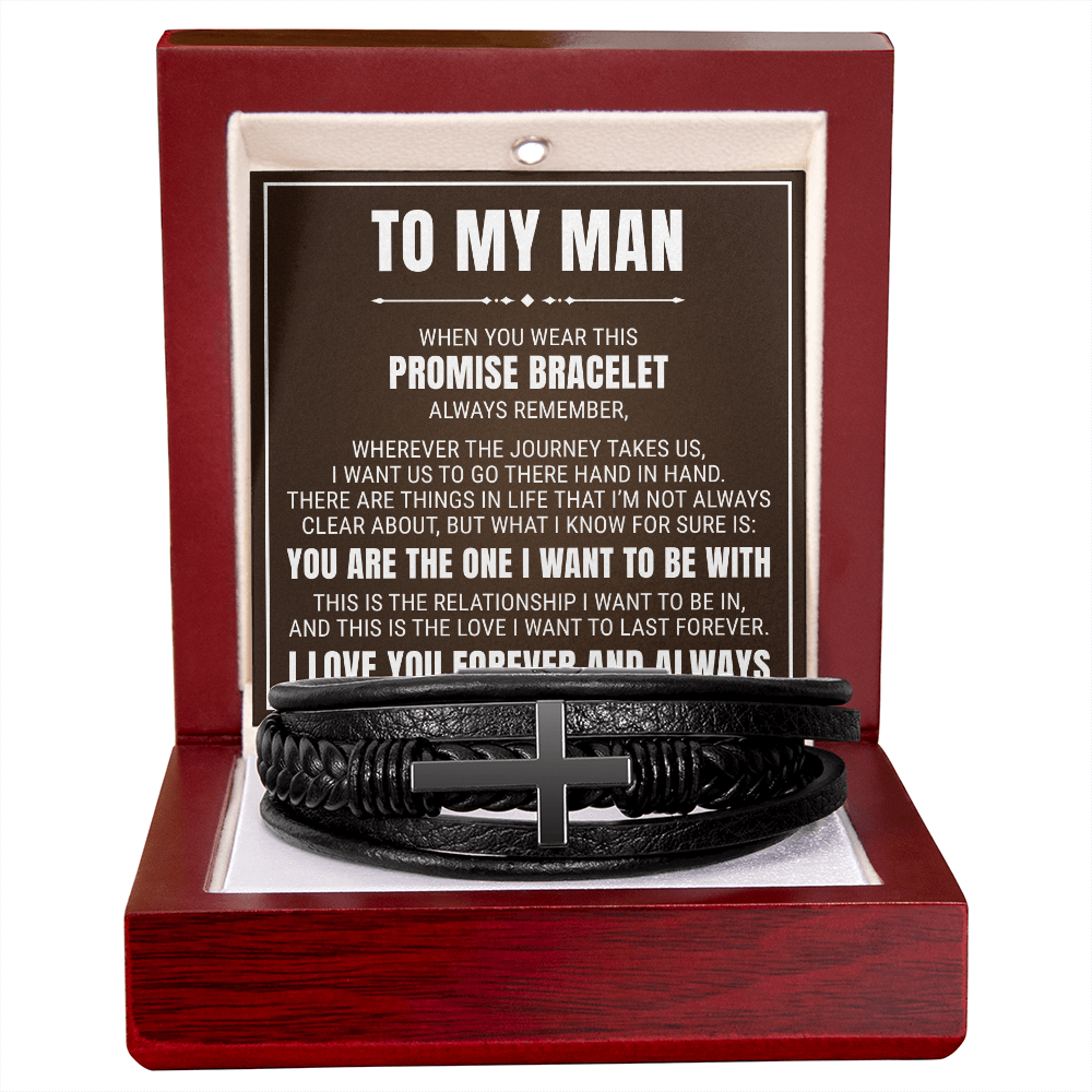 Men's Cross Bracelet - To My Man "I Love You Forever and Always"