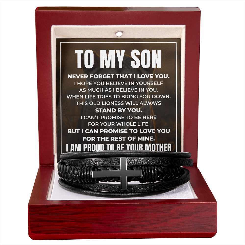 Men's Cross Bracelet - To My Son "I Believe In You"