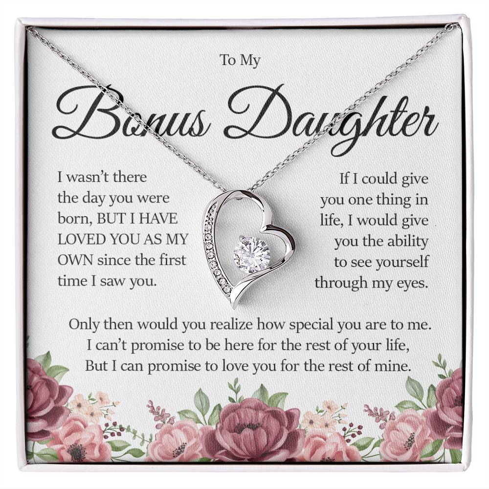 To My Bonus Daughter, Forever Heart Necklace