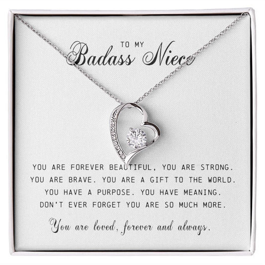 To My Badass Niece, Forever Heart Necklace