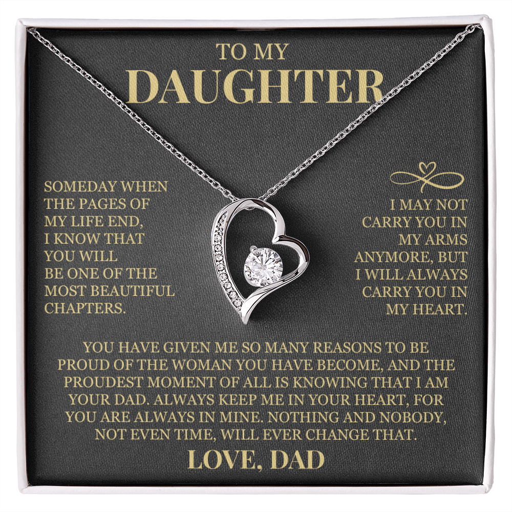 To My Daughter "Always Carry Me In Your Heart" Forever Love Necklace
