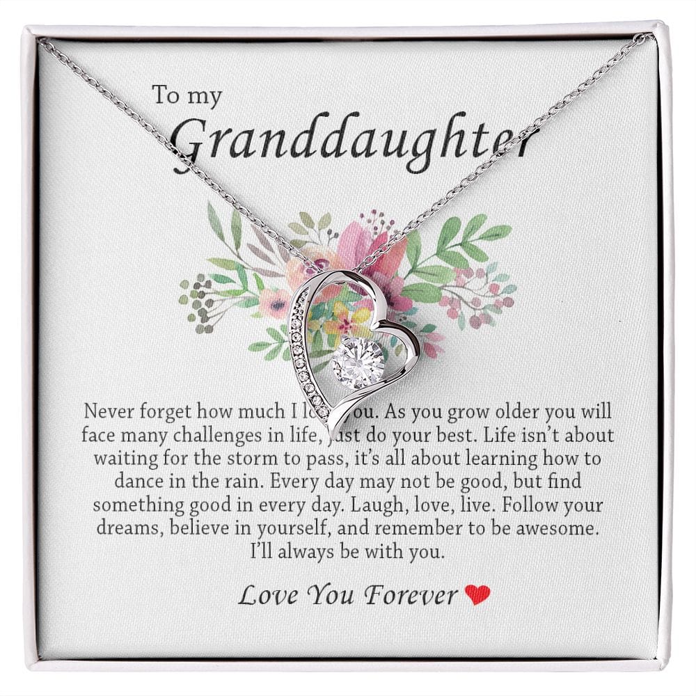 To My Granddaughter, Forever Heart Necklace