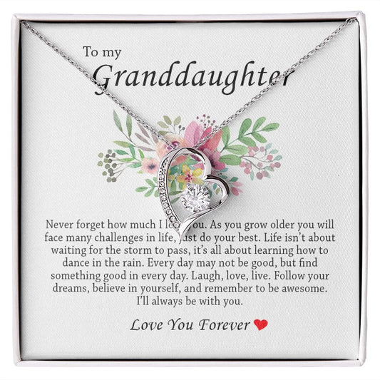 To My Granddaughter, Forever Heart Necklace