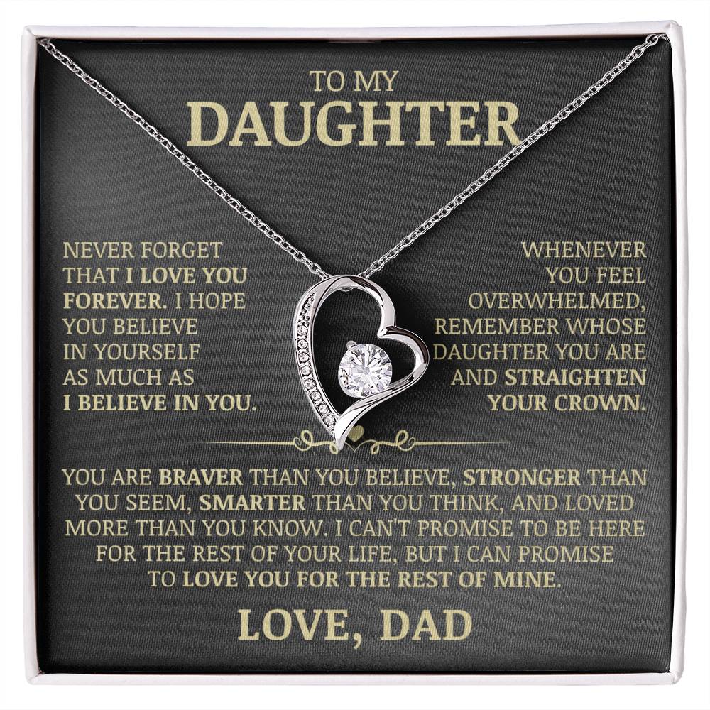 To My Daughter "Never Forget That I Love You" Necklace