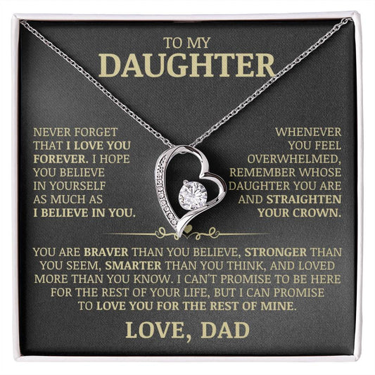 To My Daughter "Never Forget That I Love You" Necklace