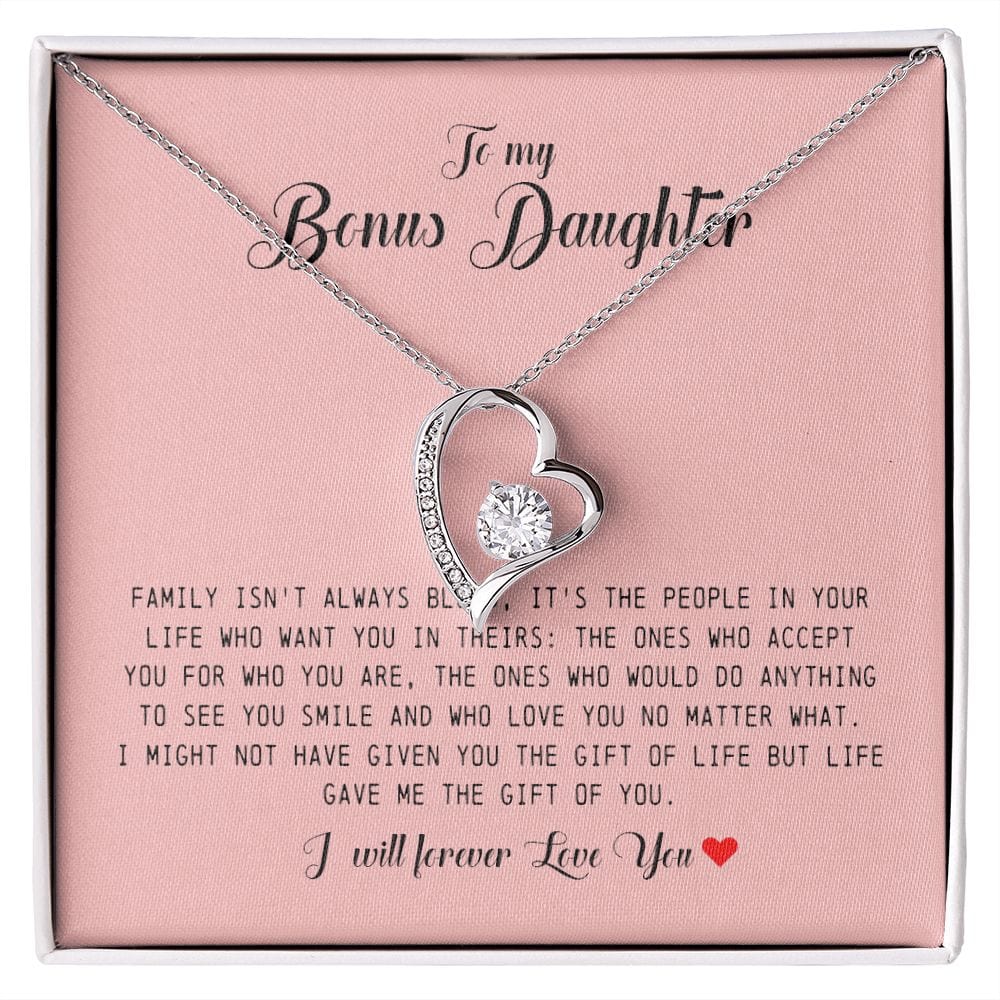 To My Bonus Daughter, Forever Heart Necklace