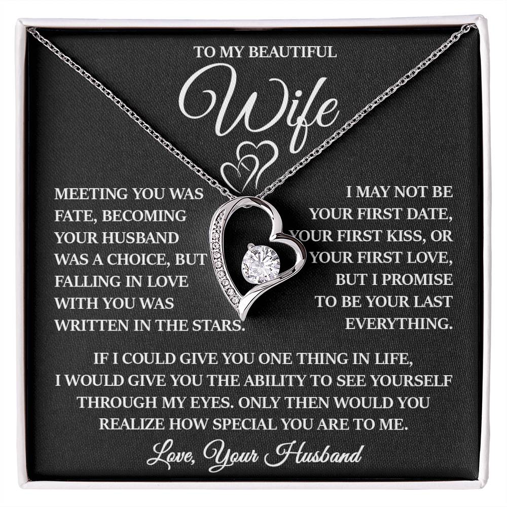 To My Beautiful Wife "Written In The Stars" Heart Necklace