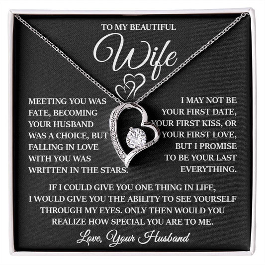 To My Beautiful Wife "Written In The Stars" Heart Necklace