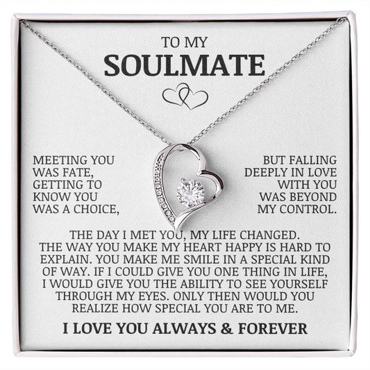 To My Soulmate "Meeting You Was Fate" Forever Love Necklace