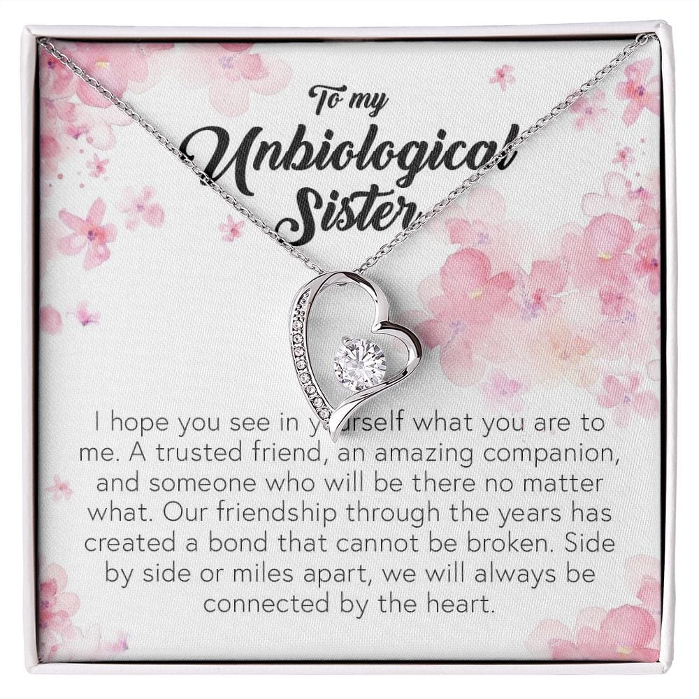 To My Unbiological Sister, Forever Heart Necklace
