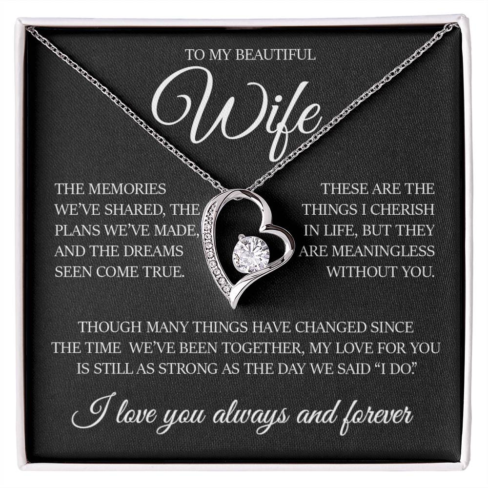 To My Beautiful Wife " Dreams Come True" Heart Necklace