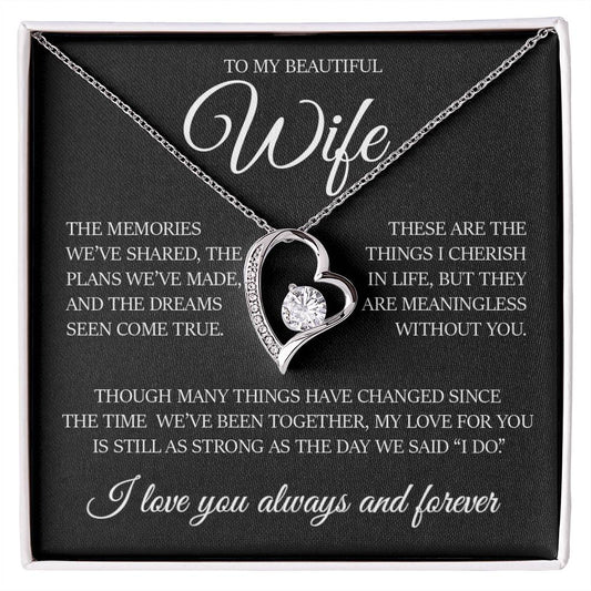 To My Beautiful Wife " Dreams Come True" Heart Necklace