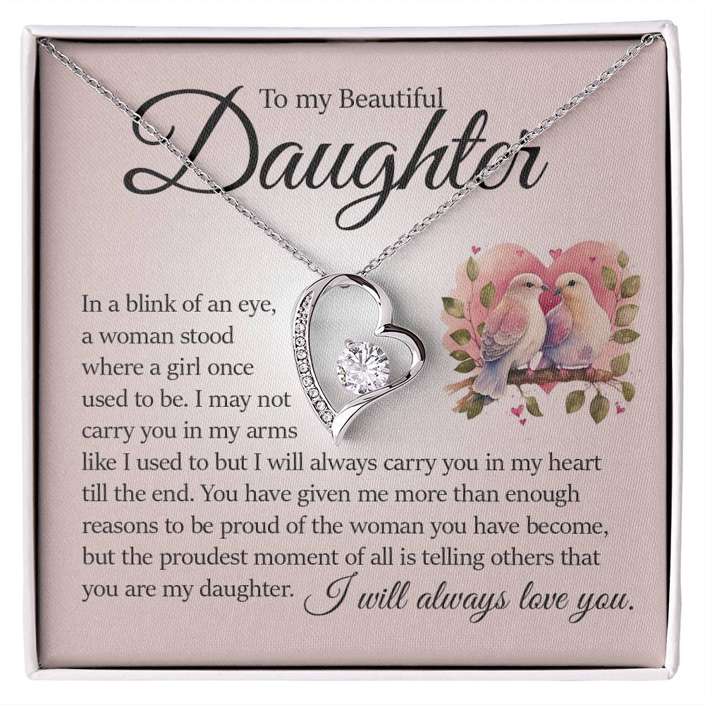 Forever Heart Necklace, Daughter Gift